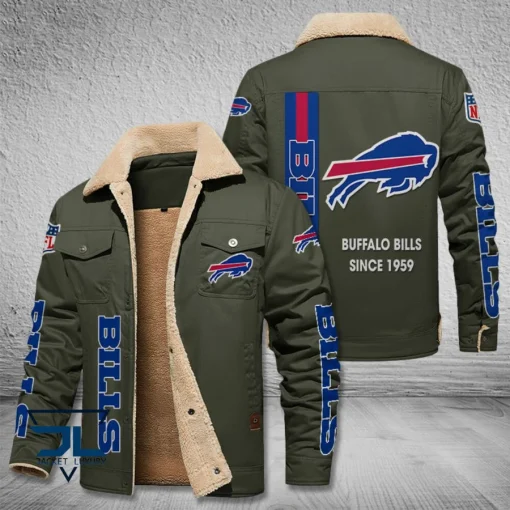 Buffalo Bills Fleece Leather Jacket V3116 - Image 6
