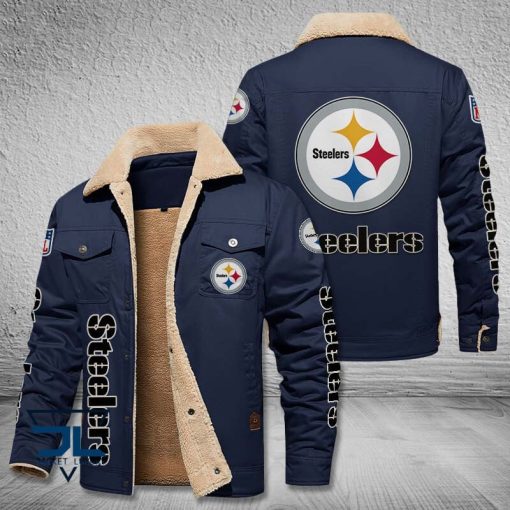 Pittsburgh Steelers Fleece Leather Jacket V3116 - Image 6