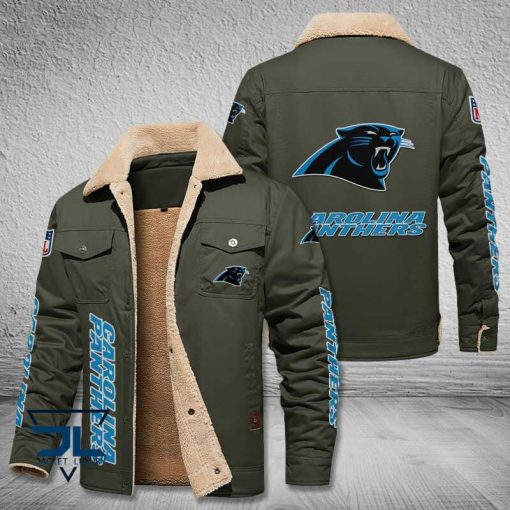 Carolina Panthers Fleece Leather Jacket V3116 - Image 6