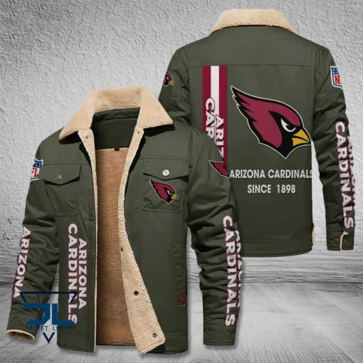 Arizona Cardinals Fleece Leather Jacket V3116 - Image 6