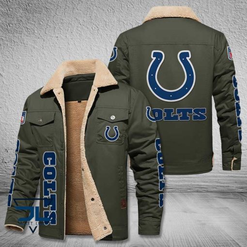 Indianapolis Colts Fleece Leather Jacket V3116 - Image 6