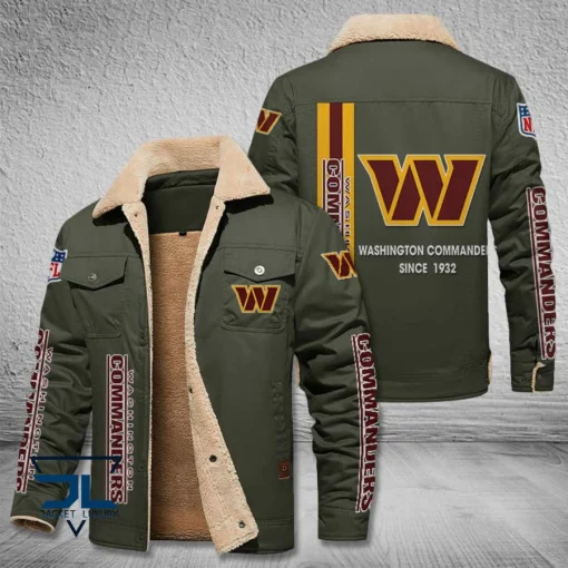 Washington Commanders Fleece Leather Jacket V3116 - Image 6