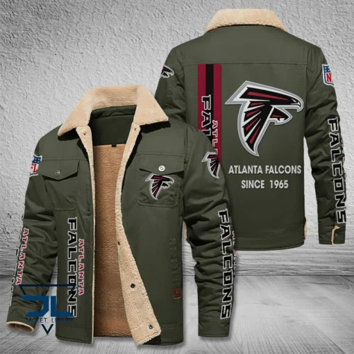 Atlanta Falcons Fleece Leather Jacket V3116 - Image 6