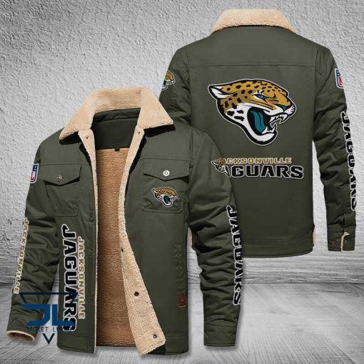 Jacksonville Jaguars Fleece Leather Jacket V3116 - Image 6