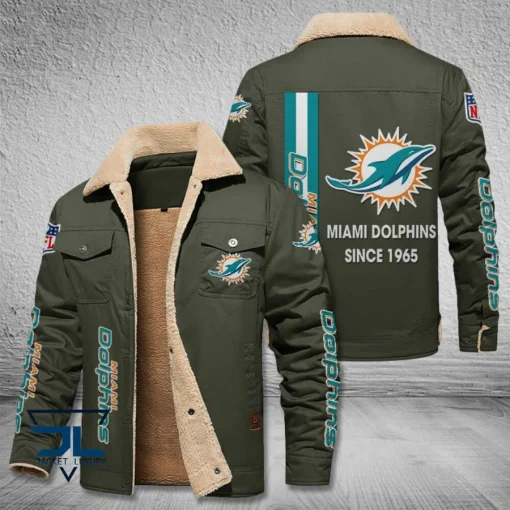 Miami Dolphins Fleece Leather Jacket V3116 - Image 6