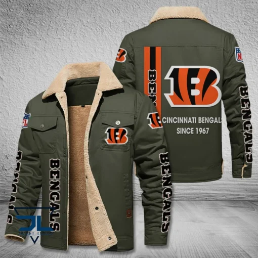 Cincinnati Bengals Fleece Leather Jacket V3116 - Image 6