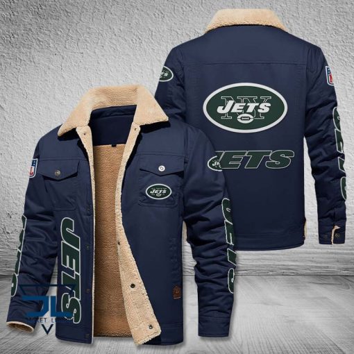 New York Jets Fleece Leather Jacket V3116 - Image 6
