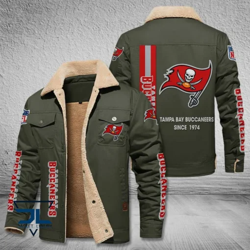 Tampa Bay Buccaneers Fleece Leather Jacket V3116 - Image 6