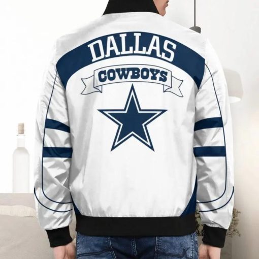 Dallas Cowboys White Bomber Jackets V01 - Image 3