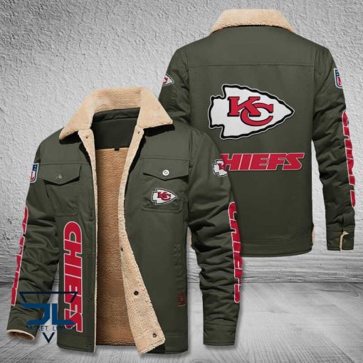 Kansas City Chiefs Fleece Leather Jacket V3116 - Image 6