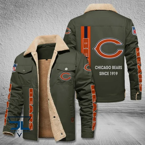 Chicago Bears Fleece Leather Jacket V3116 - Image 6