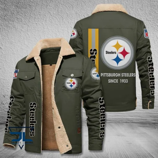 Pittsburgh Steelers Fleece Leather Jacket V3116 - Image 6