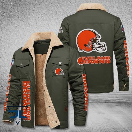 Cleveland Browns Fleece Leather Jacket V3116 - Image 6
