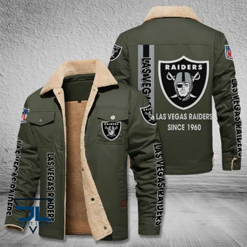 Las Vegas Raiders Fleece Leather Jacket V3116 - Image 6