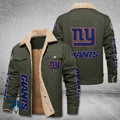 New York Giants Fleece Leather Jacket V3116 - Image 6