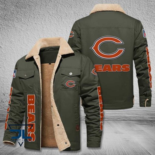 Chicago Bears Fleece Leather Jacket V3116 - Image 6