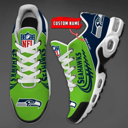 Seattle Seahawks Custom Name Air Cushion Sports Shoes V20 - Image 3