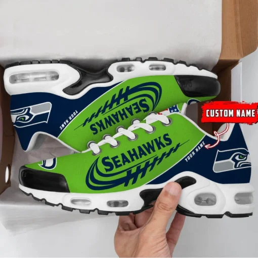 Seattle Seahawks Custom Name Air Cushion Sports Shoes V20 - Image 4