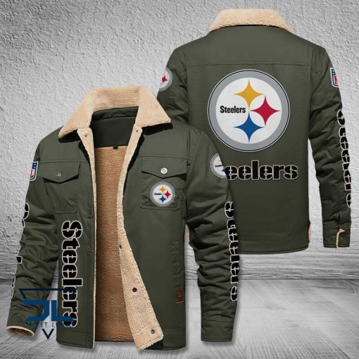 Pittsburgh Steelers Fleece Leather Jacket V3116 - Image 7