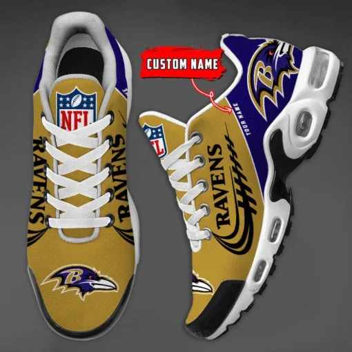 Baltimore Ravens Custom Name Air Cushion Sports Shoes V20 - Image 4