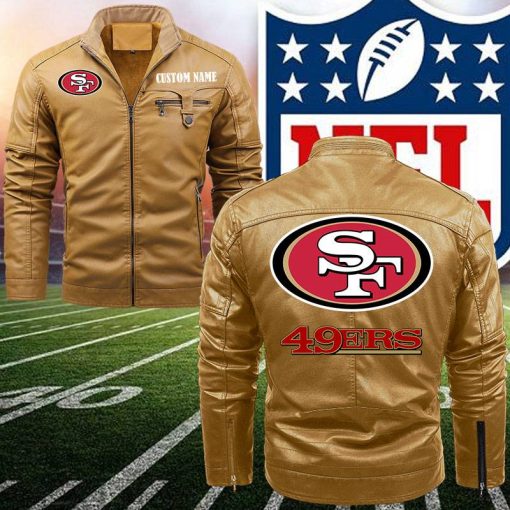 San Francisco 49ers Fleece Leather Jacket V10 - Image 3