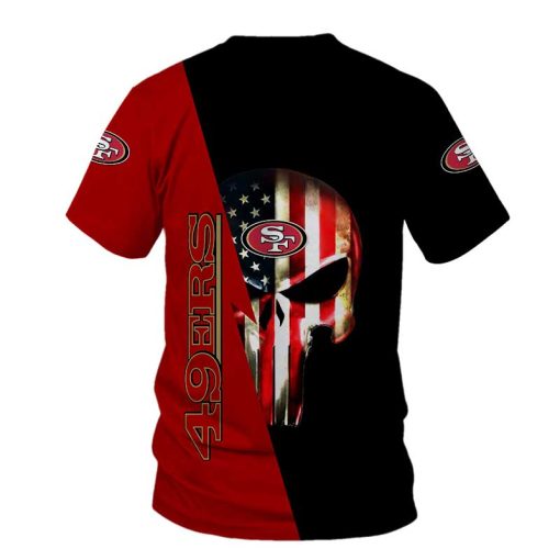San Francisco 49ers T-shirts Skulls American Flag V48 - Image 3