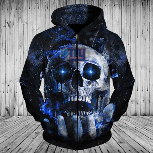 New York Giants Hoodies 3D Skull Place On Hand V24 - Image 3