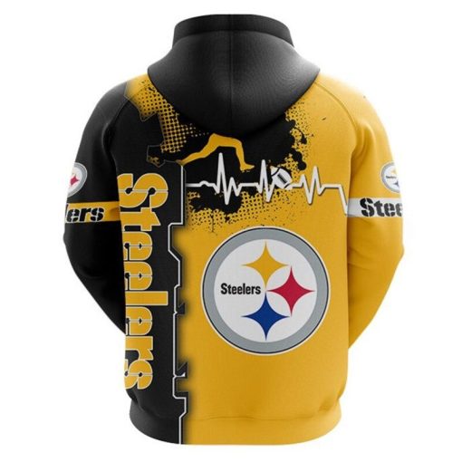 Pittsburgh Steelers Hoodie Graphic Heart ECG Line V33 - Image 3
