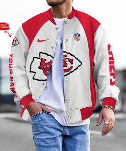 Customize Your Name With Kansas City Chiefs Button Down Baseball Varsity Bomber Jacket