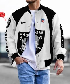 Customize Your Name With Las Vegas Raiders Button Down Baseball Varsity Bomber Jacket