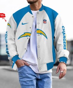 Customize Your Name With Los Angeles Chargers Button Down Baseball Varsity Bomber Jacket