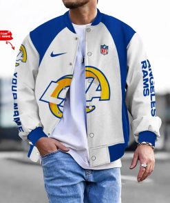 Customize Your Name With Los Angeles Rams Button Down Baseball Varsity Bomber Jacket