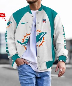Customize Your Name With Miami Dolphins Button Down Baseball Varsity Bomber Jacket