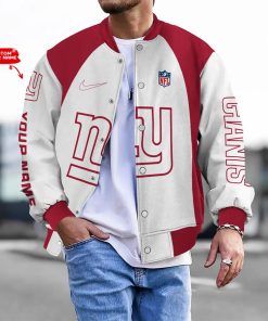 Customize Your Name With New York Giants Button Down Baseball Varsity Bomber Jacket