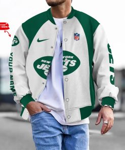 Customize Your Name With New York Jets Button Down Baseball Varsity Bomber Jacket