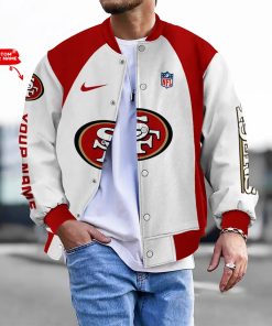 Customize Your Name With San Francisco 49ers Button Down Baseball Varsity Bomber Jacket