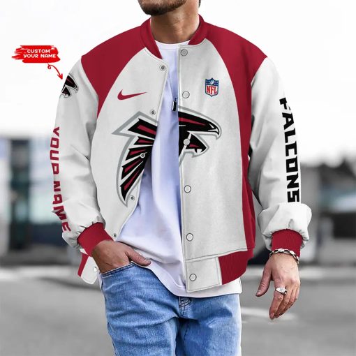 Customize Your Name With Atlanta Falcons Button Down Baseball Varsity Bomber Jacket