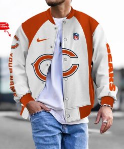 Customize Your Name With Chicago Bears Button Down Baseball Varsity Bomber Jacket