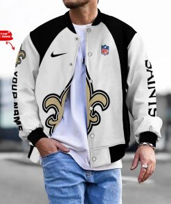 Customize Your Name With New Orleans Saints Button Down Baseball Varsity Bomber Jacket