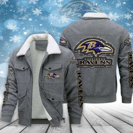 Baltimore Ravens Thickened Corduroy Jacket - Image 3