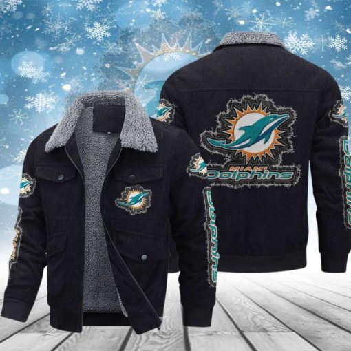 Miami Dolphins Thickened Corduroy Jacket - Image 3