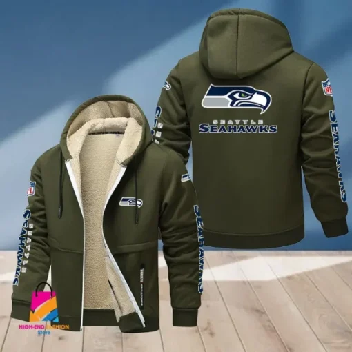 Seattle Seahawks Multicolor Thickened Zipper Hoodies ANZTZH029 - Image 2