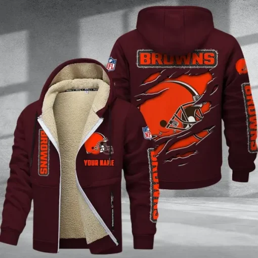 Cleveland Browns DMTZ0361 Thickened Zipper Hoodies - Image 2