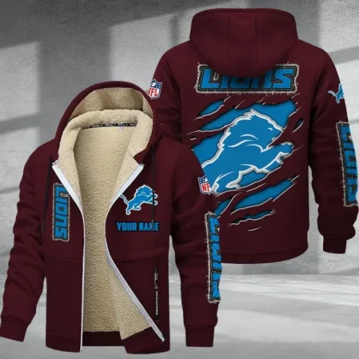 Detroit Lions DMTZ0364 Thickened Zipper Hoodies - Image 2