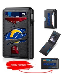 Los Angeles Rams – Custom Football RFID Blocking Pop Up Card Holder, Fashion Card Case Wallet