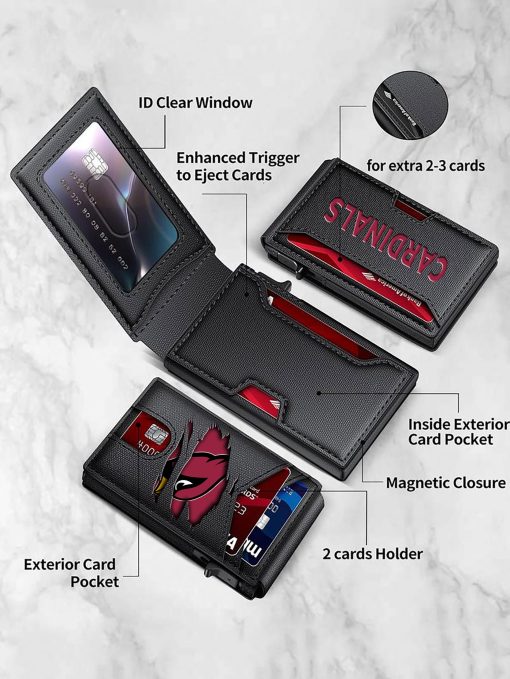 Arizona Cardinals – Football RFID Blocking Pop Up Card Holder, Fashion Card Case Wallet - Image 4