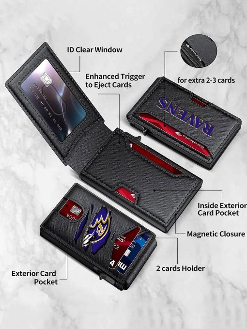Baltimore Ravens – Football RFID Blocking Pop Up Card Holder, Fashion Card Case Wallet - Image 2