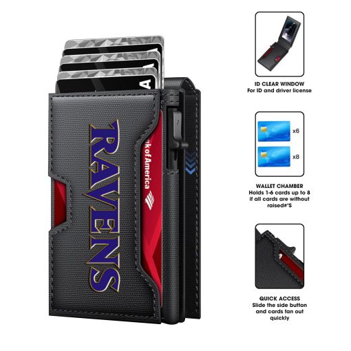 Baltimore Ravens – Football RFID Blocking Pop Up Card Holder, Fashion Card Case Wallet - Image 6