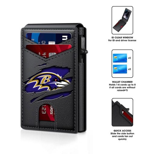 Baltimore Ravens – Football RFID Blocking Pop Up Card Holder, Fashion Card Case Wallet - Image 8