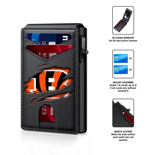 Cincinnati Bengals – Football RFID Blocking Pop Up Card Holder, Fashion Card Case Wallet - Image 2
